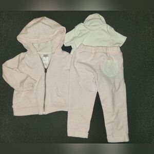 CARTER'S 3PC Pink Kids Hoodie and Pants Set, 18MO, EUC